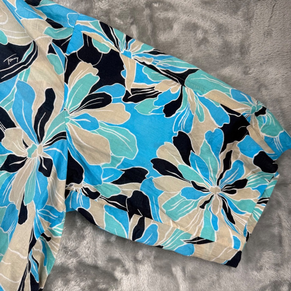 Tommy Hilfiger Floral Front Knot Cropped Top Blue Tropical Cotton Coastal Cruise - Picture 13 of 16